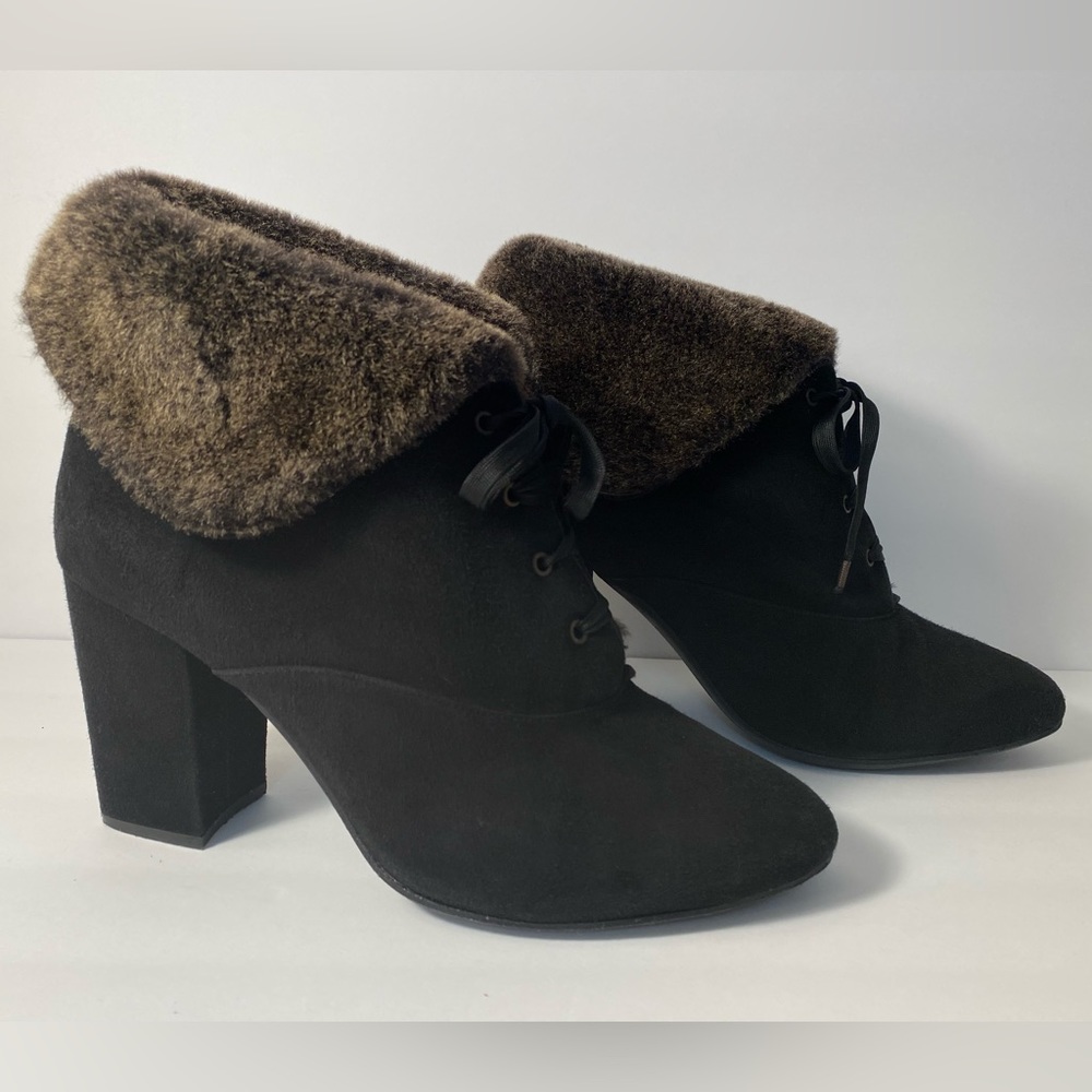 Robert Clergerie winter ankle boots heels suede full shearing lining black 10